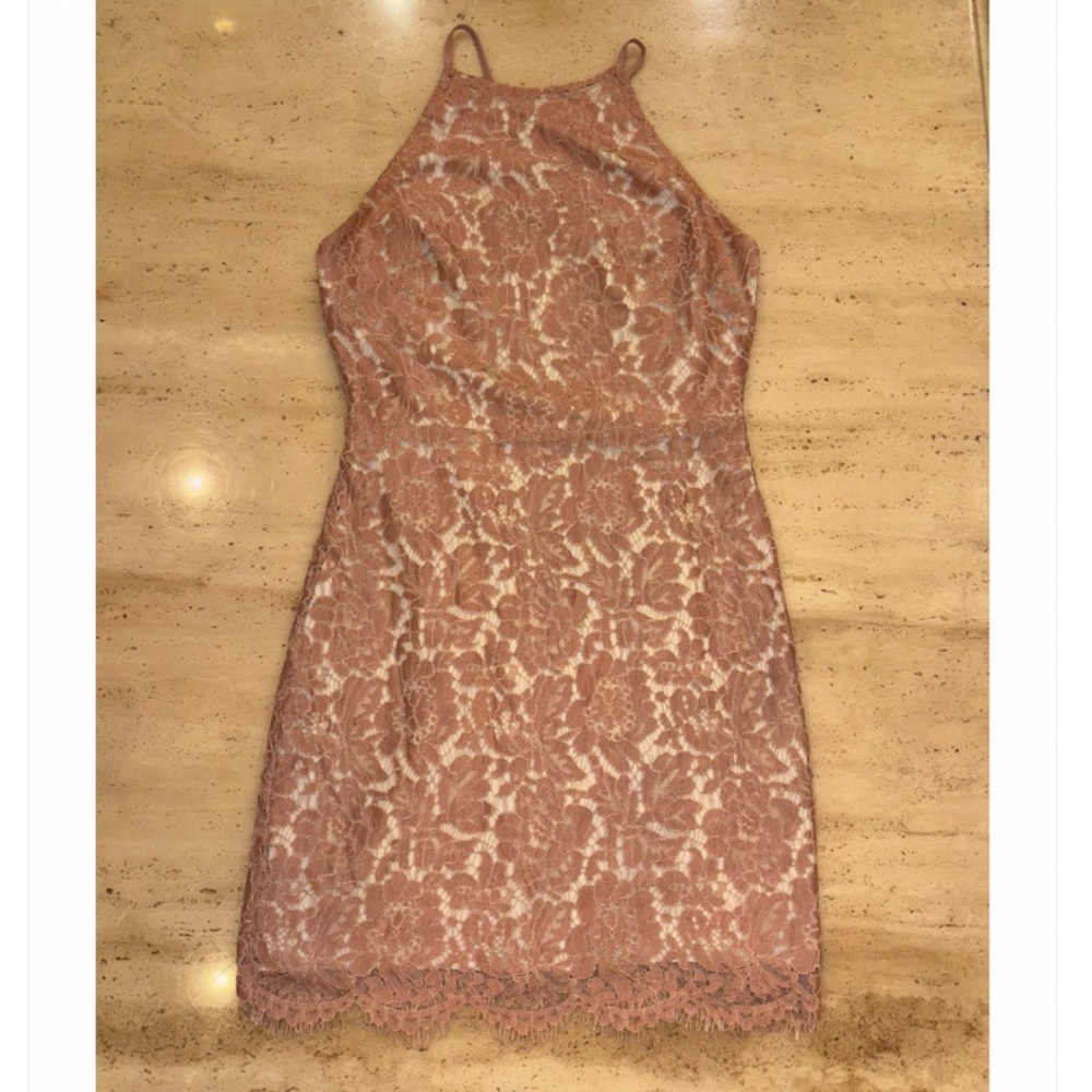ASTR Lace Halter Dress Dusty Rose